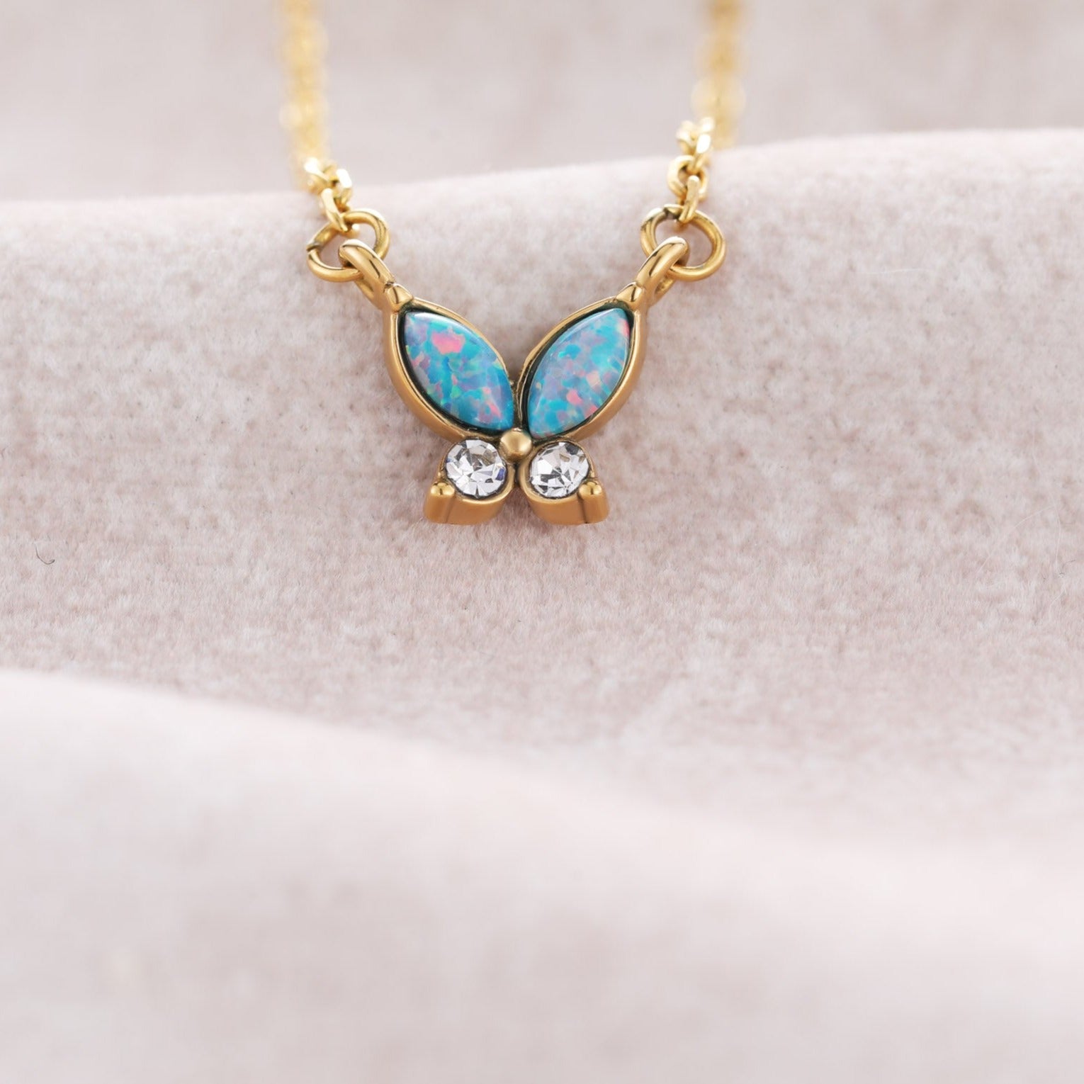 Strength: Opal Butterfly Necklace