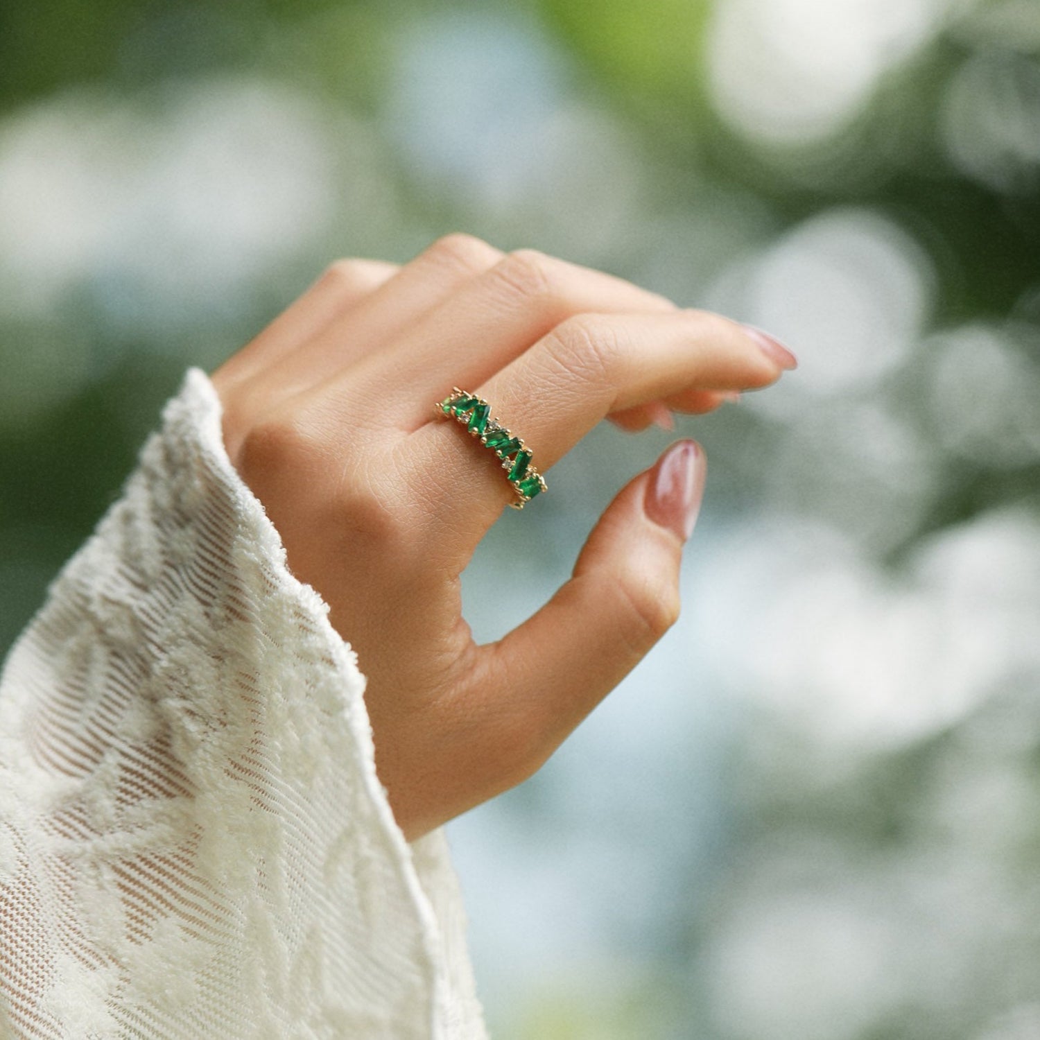 Vintage Green Beautifully Broken Gemstone Ring