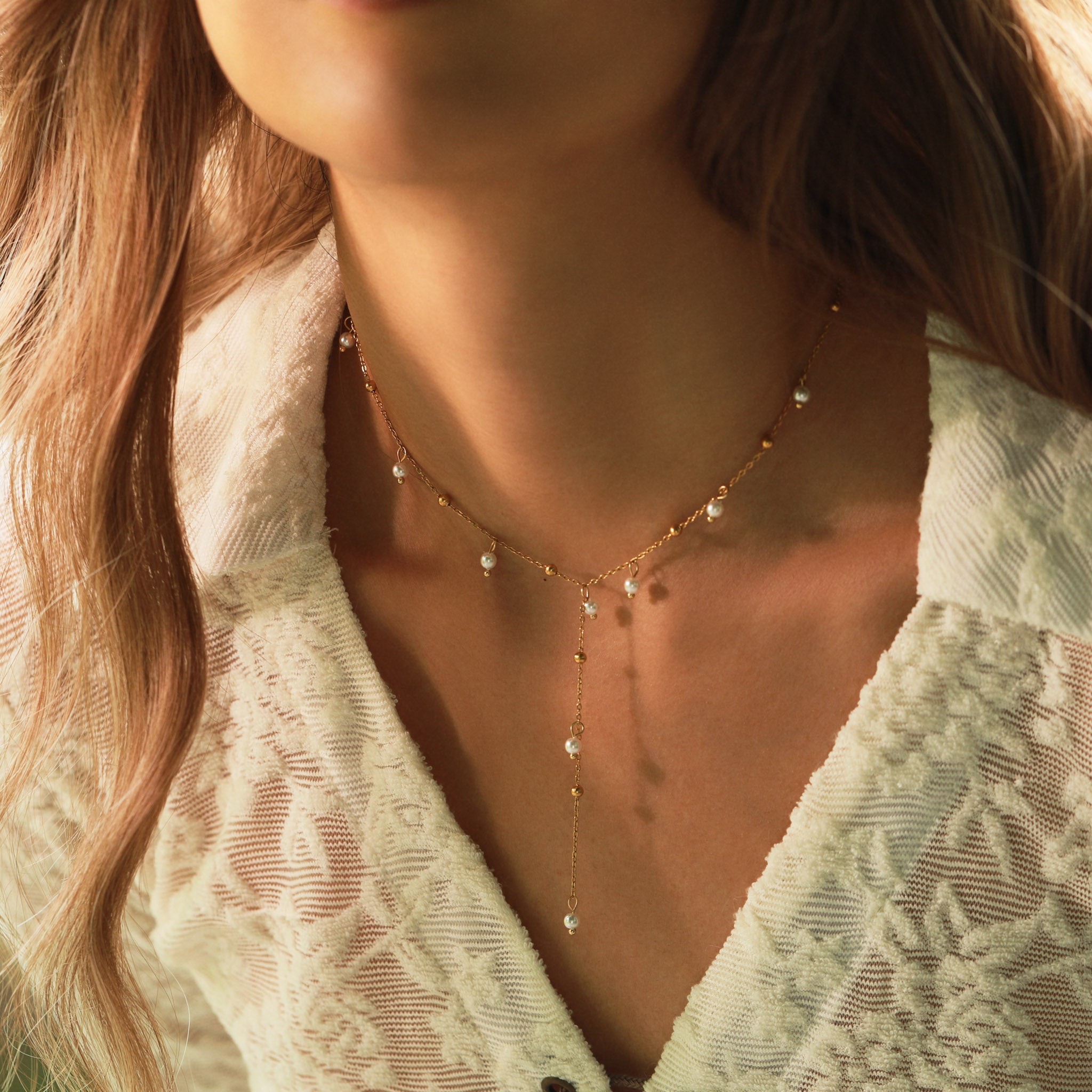 Lariat Pearl necklace