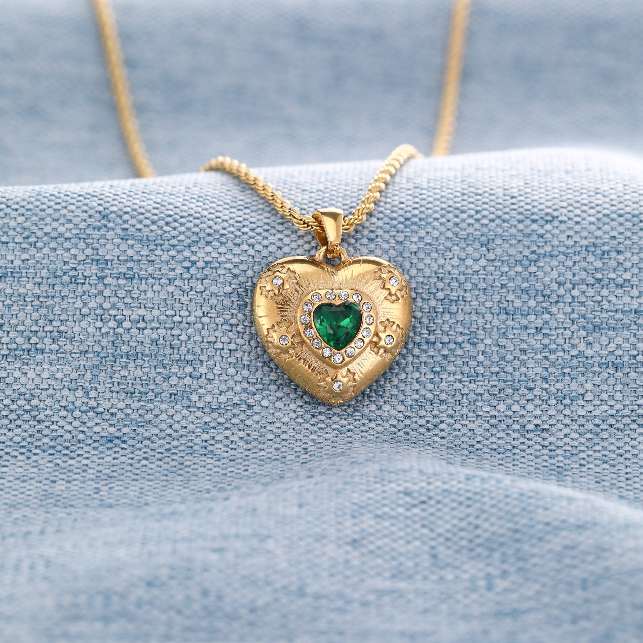 Self-Love Vintage Green Heart Necklace