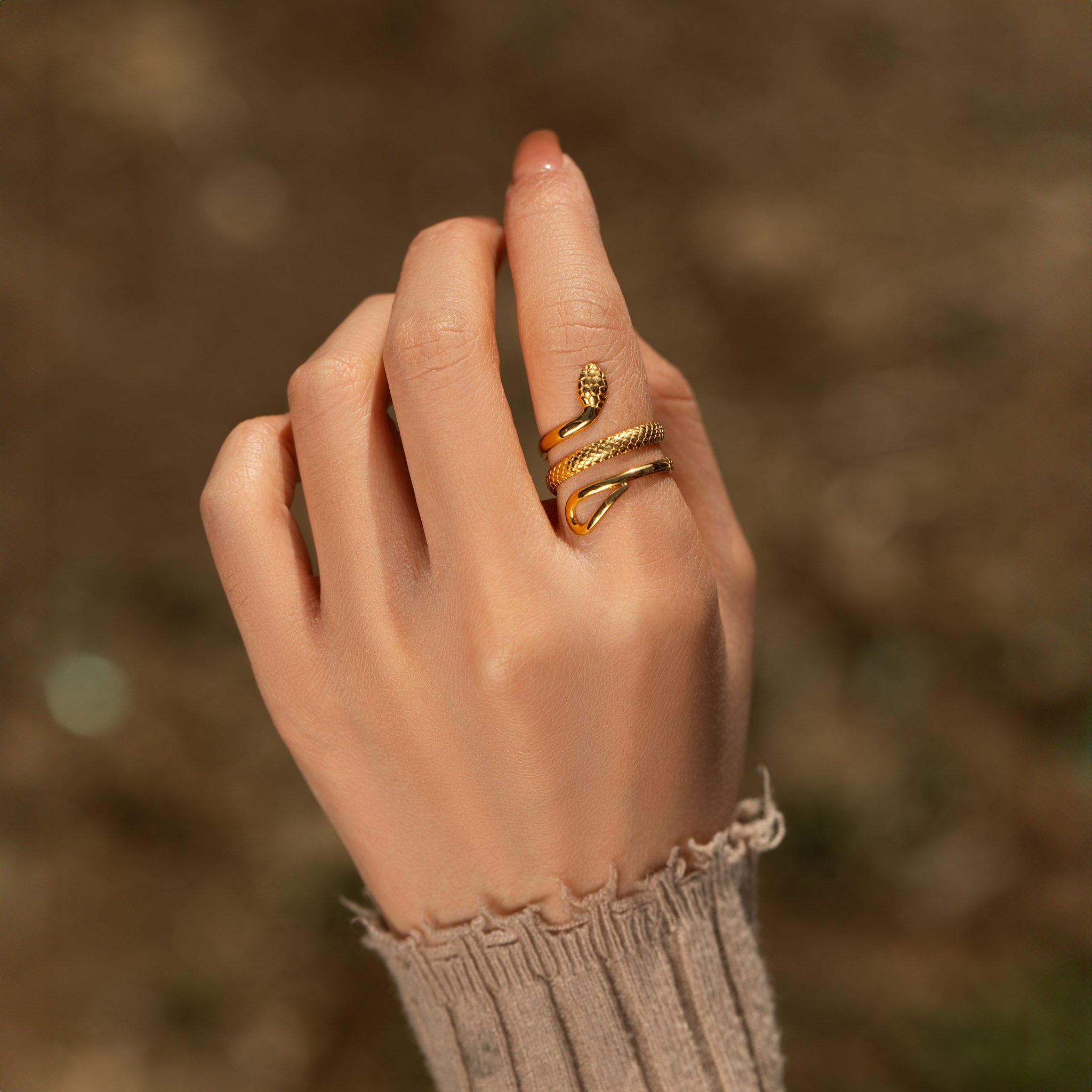 Texture Snake Open Ring