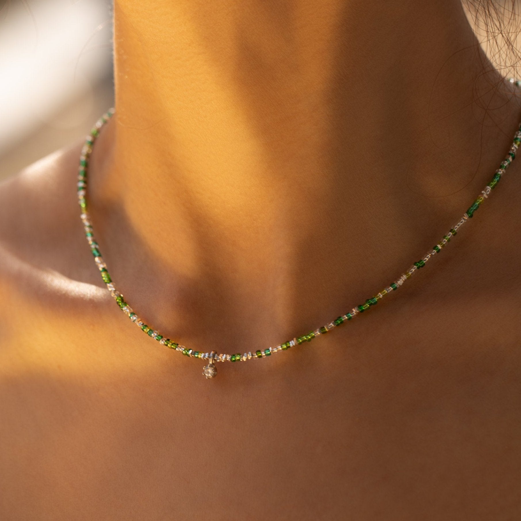 Green Gemstone S925 Beads Necklace