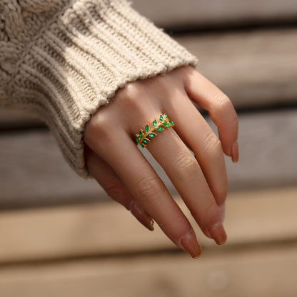 Take Time to Grow Adjustable Leaf Ring