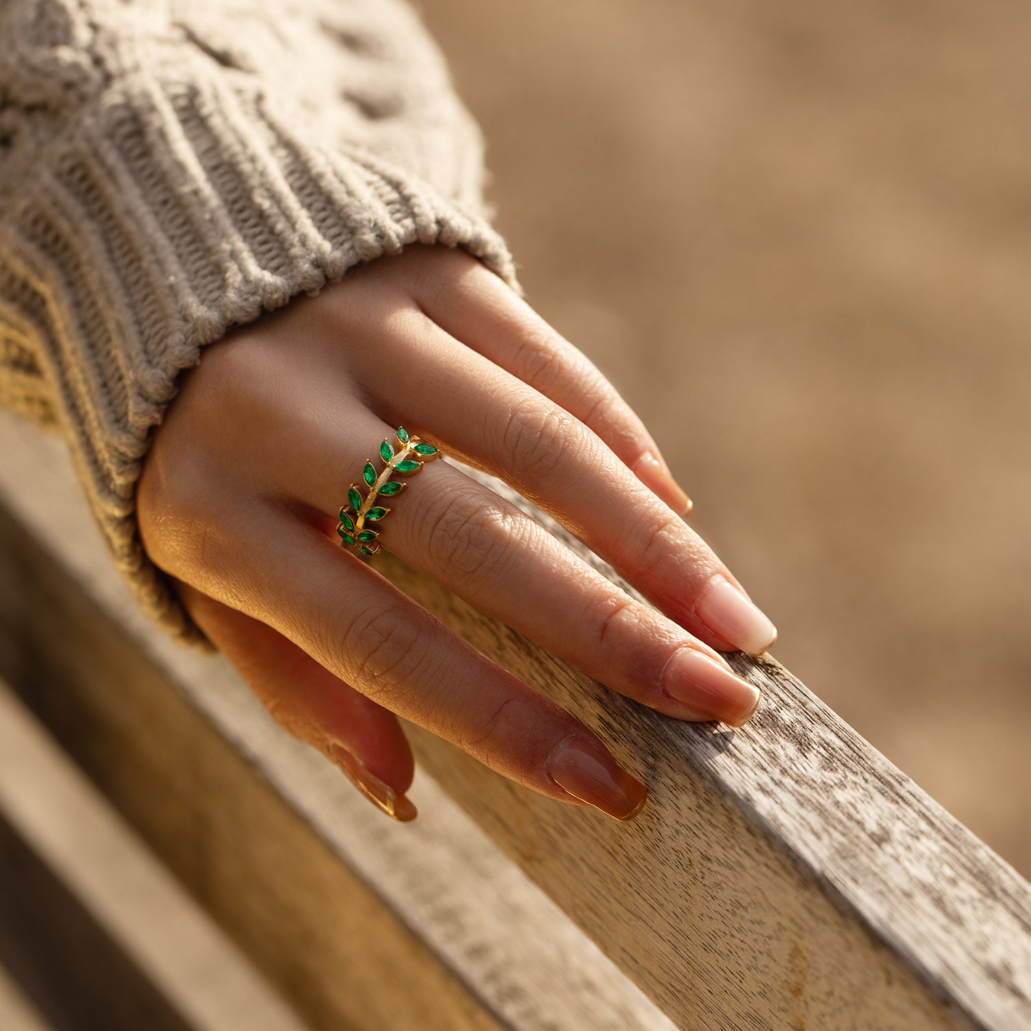 Take Time to Grow Adjustable Leaf Ring