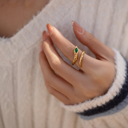 Snake Gemstone Open Ring