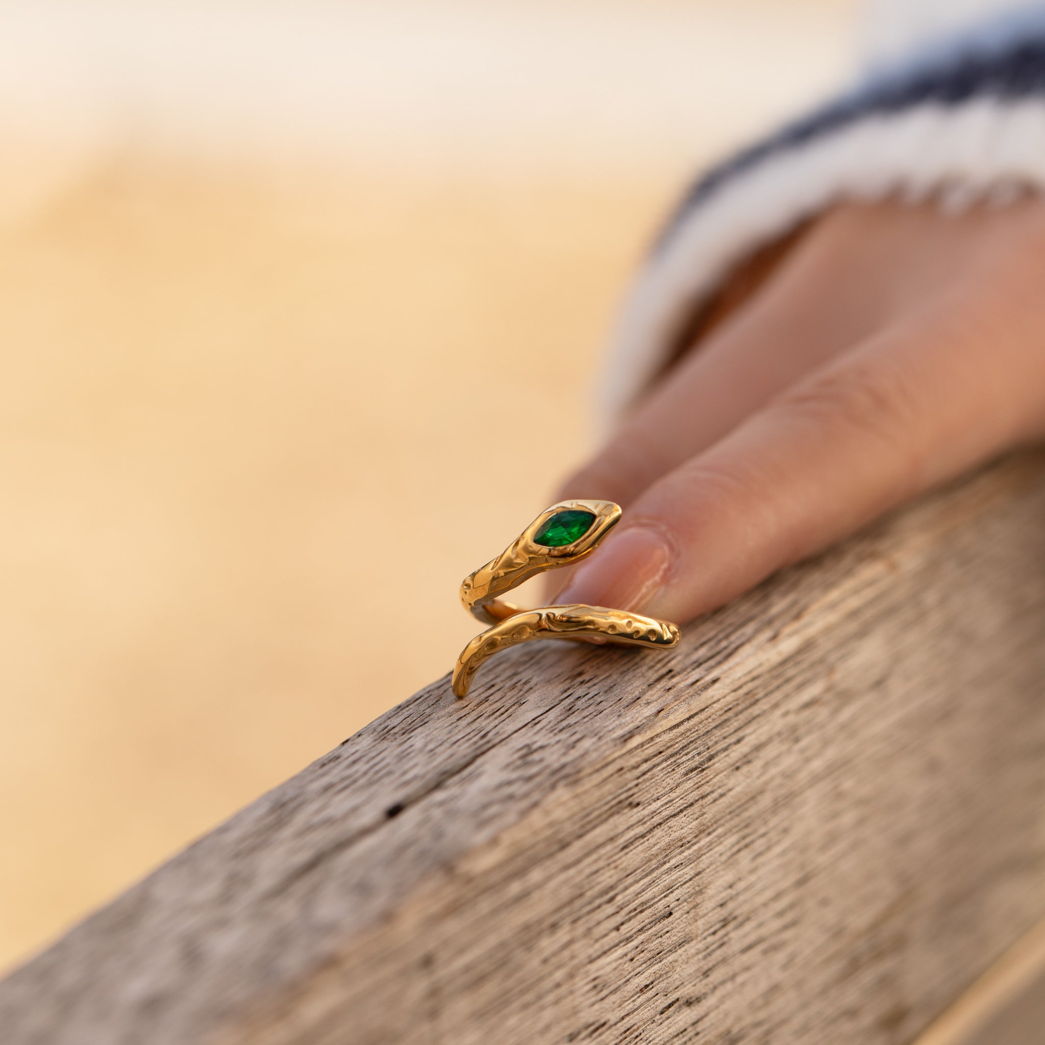 Snake Gemstone Open Ring