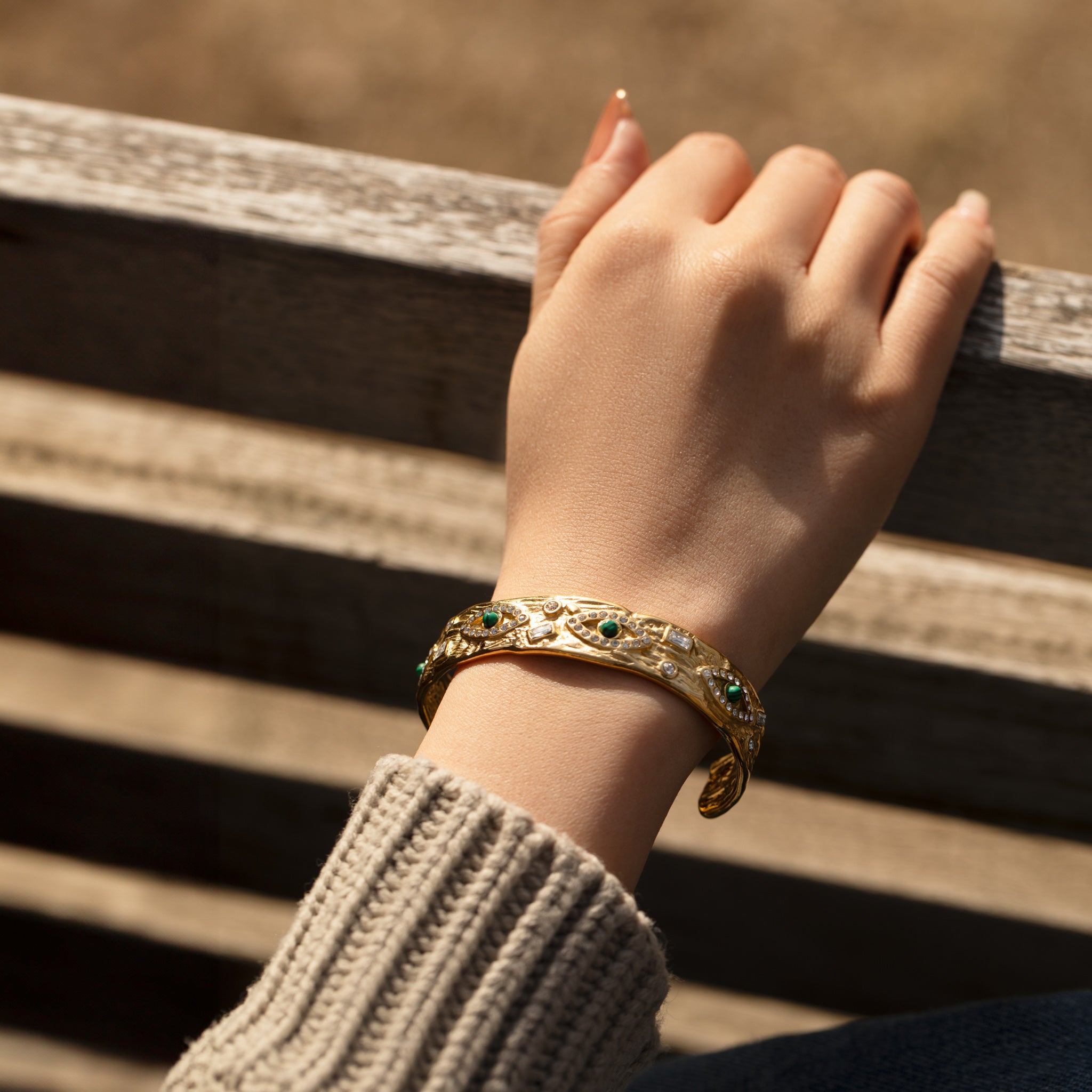 Vintage Green Evil Eye Bangle