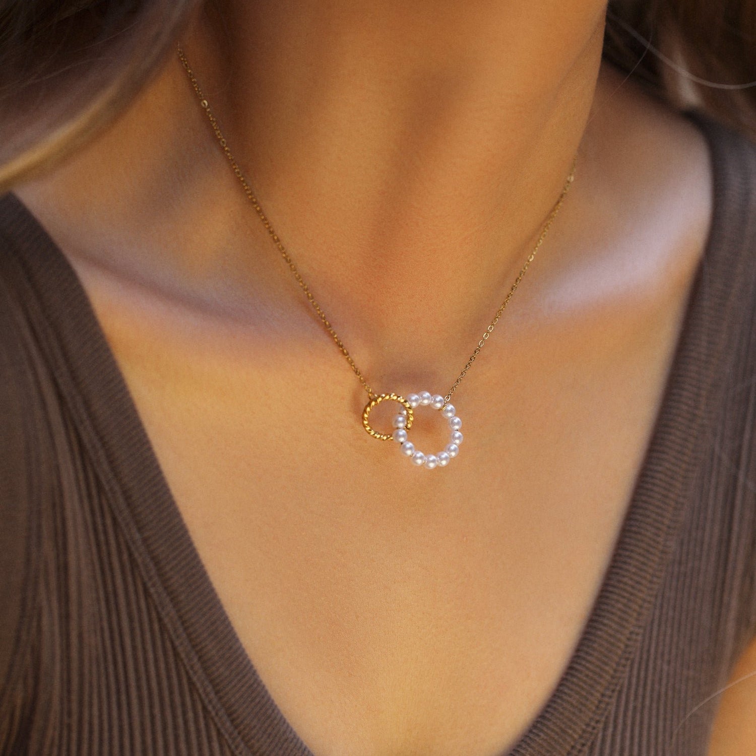 Forever Linked Double Circle Necklace