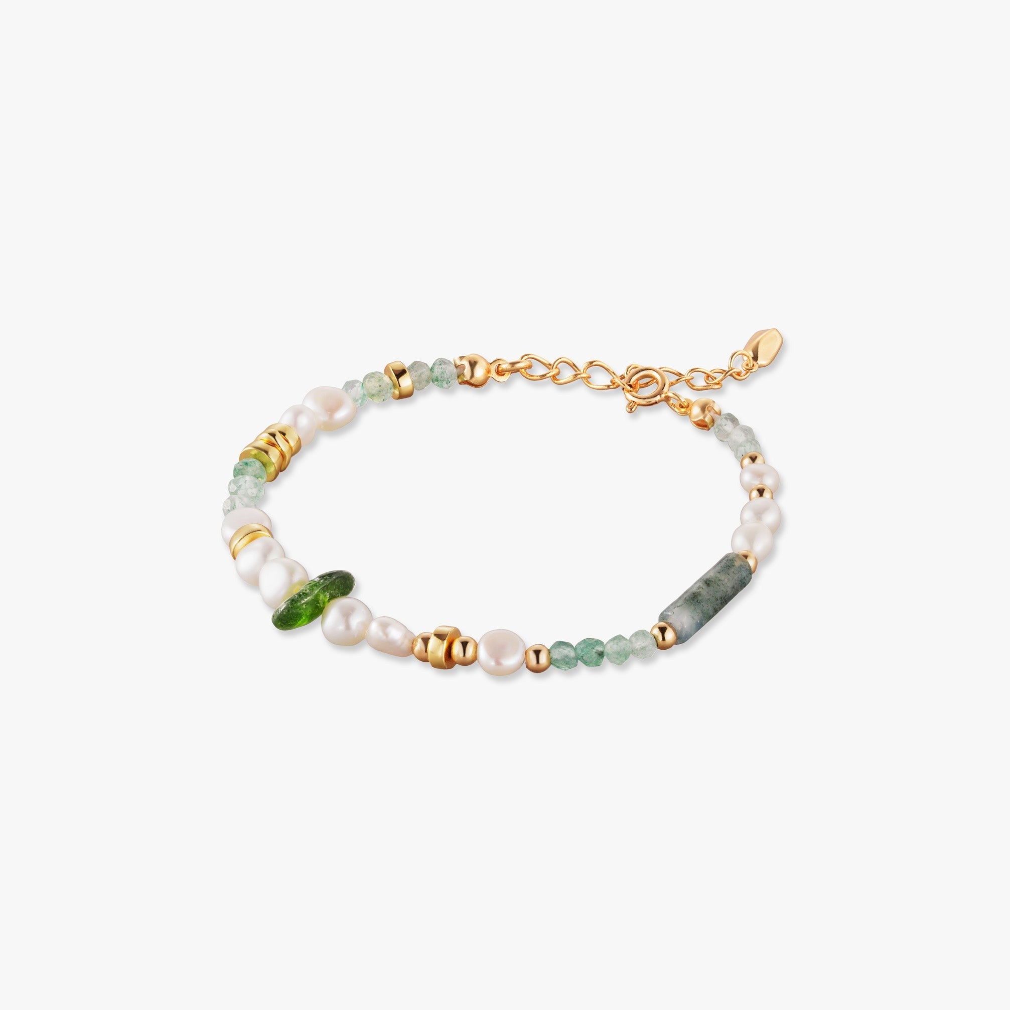 Green Gemstone Vine Pearl Bracelet