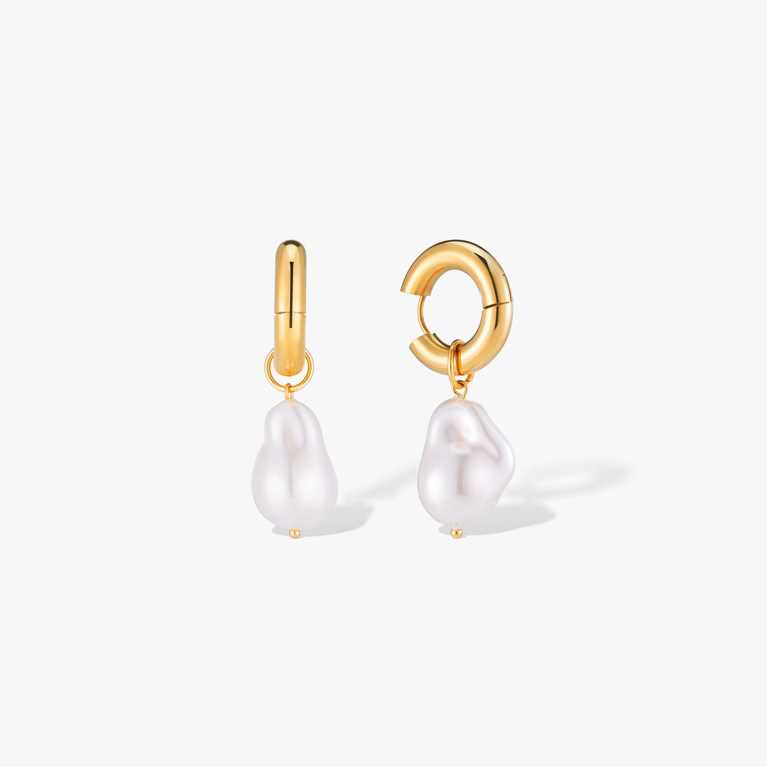 Baroque Pearl Pendant Hoops