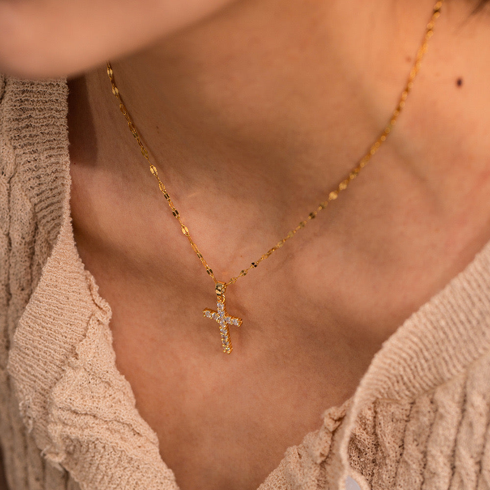 Cross Gemstone Necklace