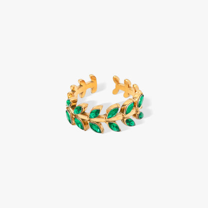 Take Time to Grow Adjustable Leaf Ring