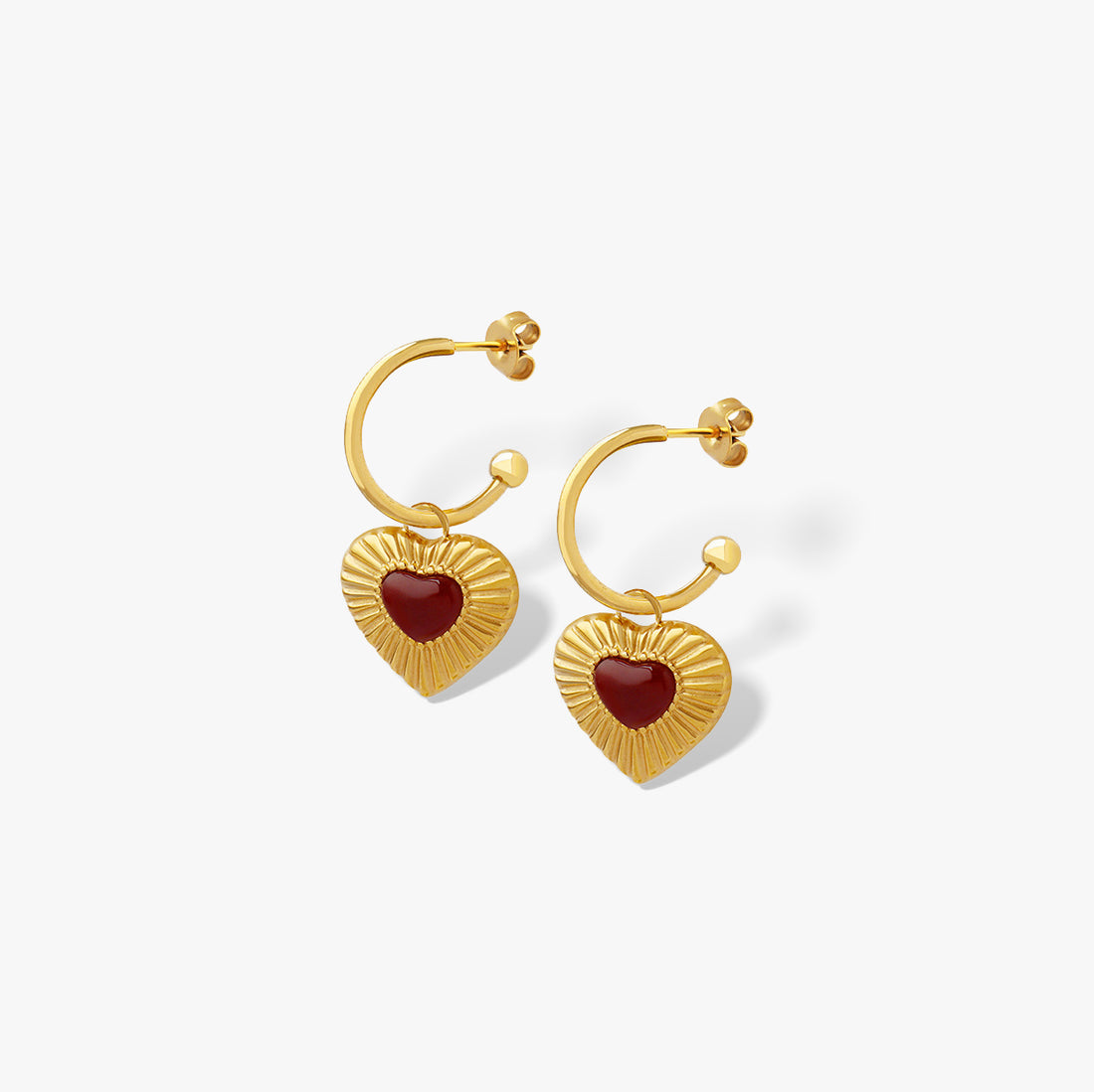 Red Agate Heart-shaped Earrings