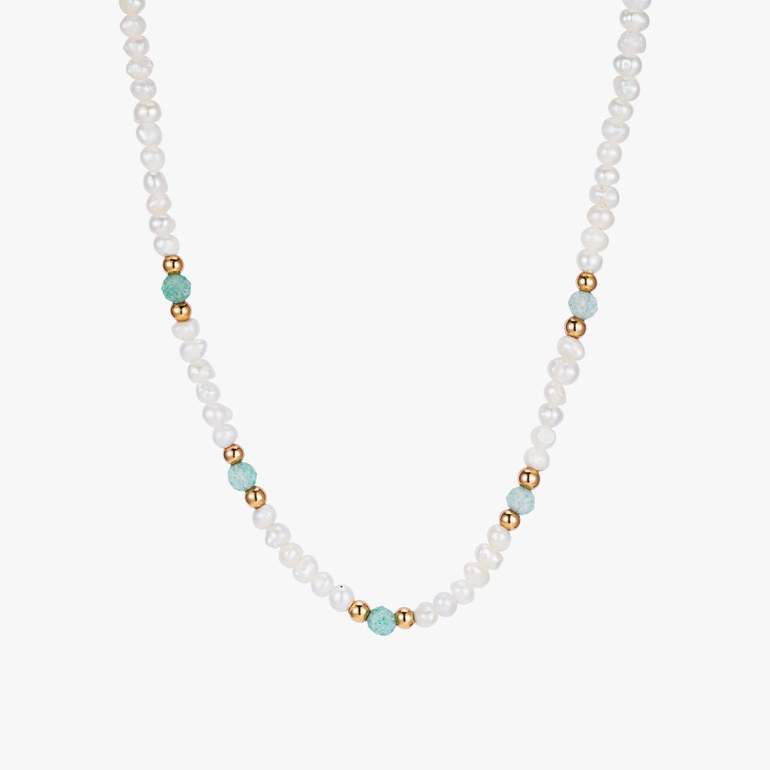 Tiny Pearl Necklace with Colorful Beads