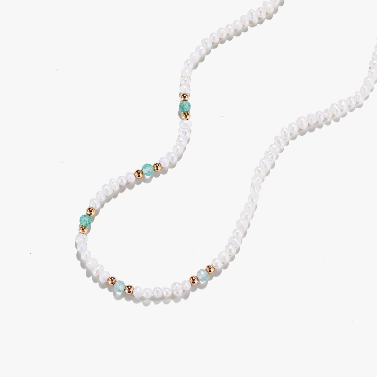 Tiny Pearl Necklace with Colorful Beads