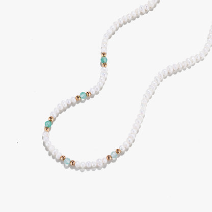 Tiny Pearl Necklace with Colorful Beads