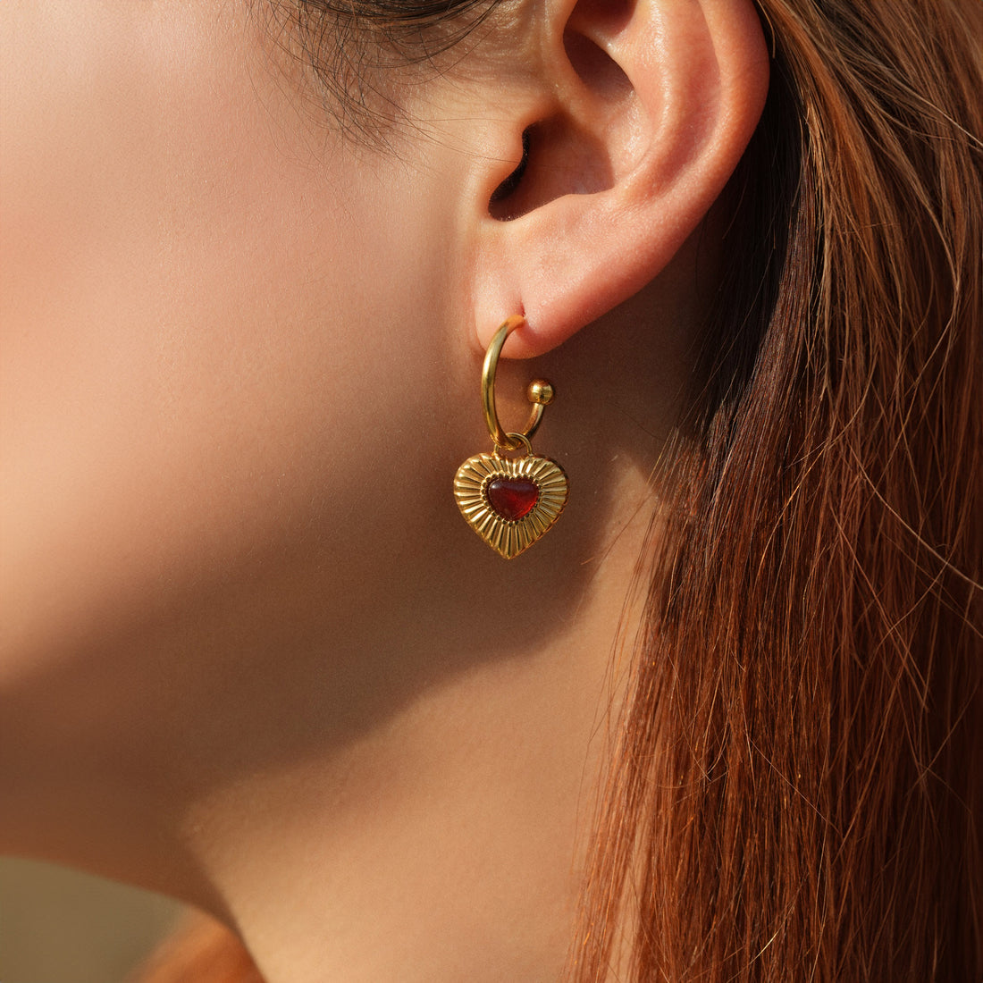 Red Agate Heart-shaped Earrings