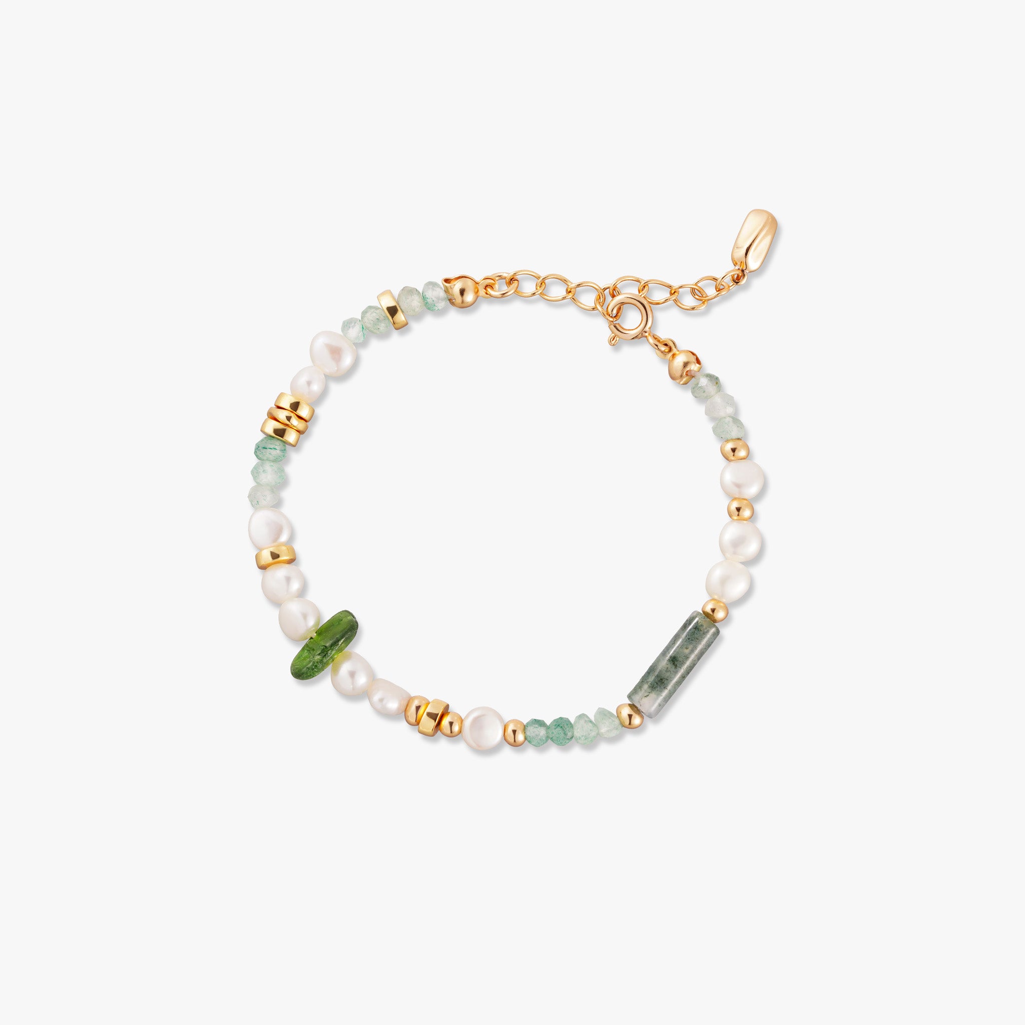 Green Gemstone Vine Pearl Bracelet