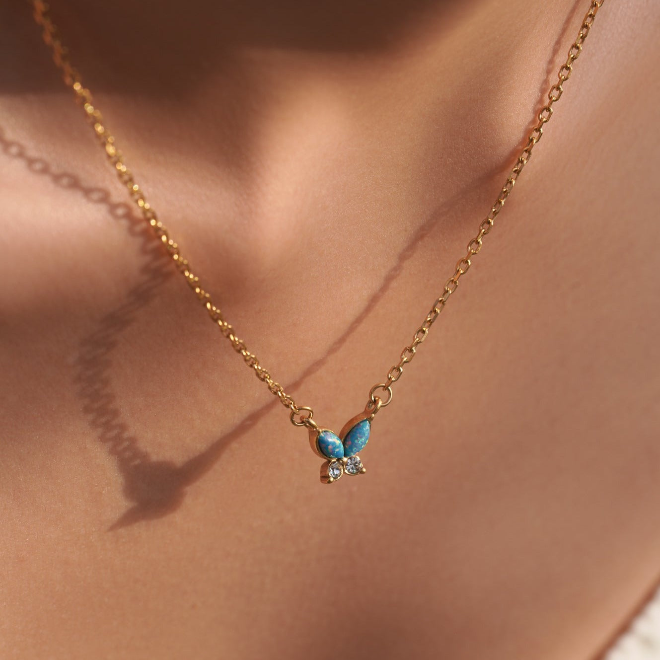 Strength: Opal Butterfly Necklace