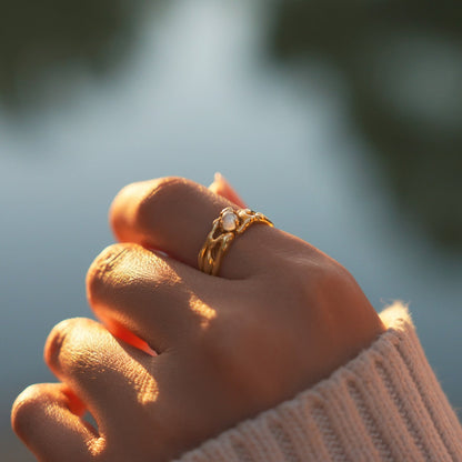 Gray Moonstone Adjustable Ring