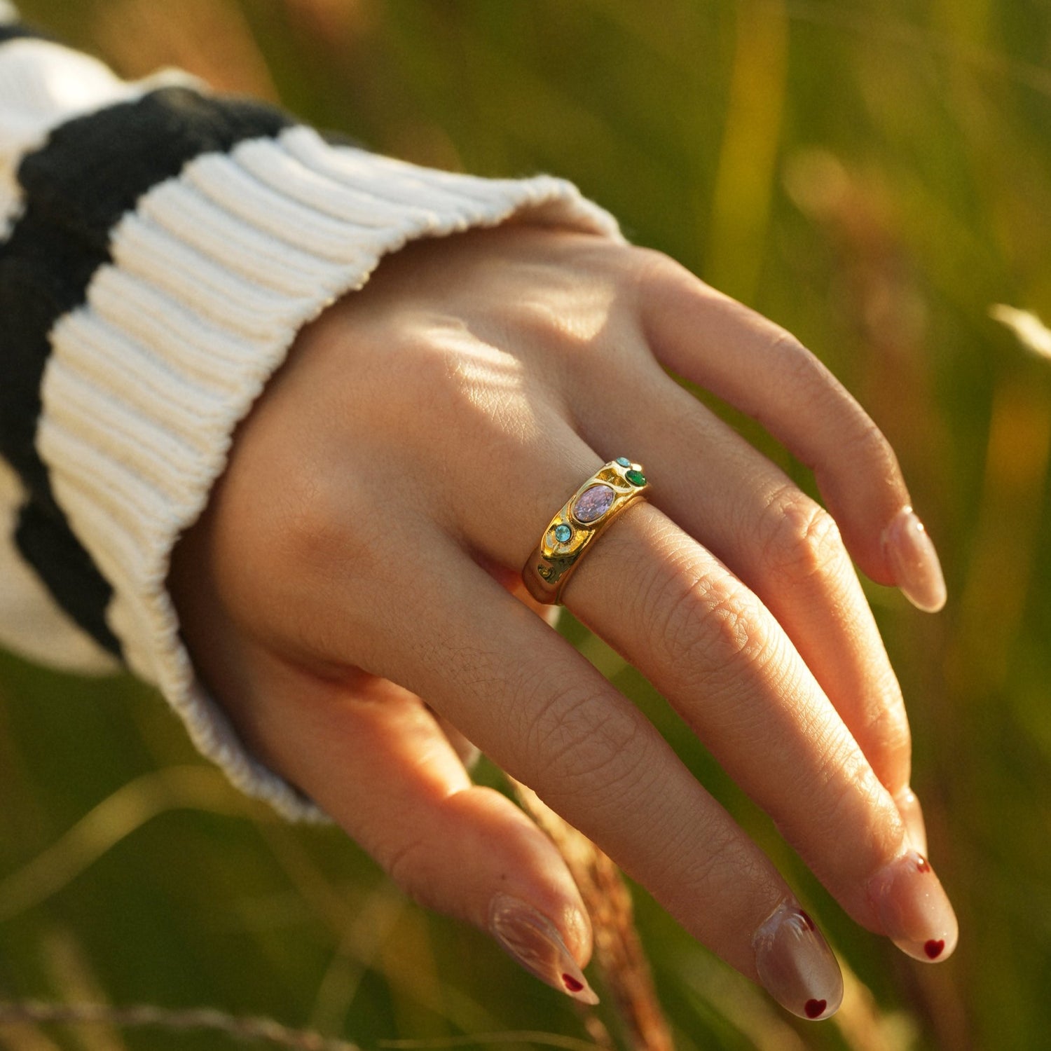 Colorful Stone Band Ring