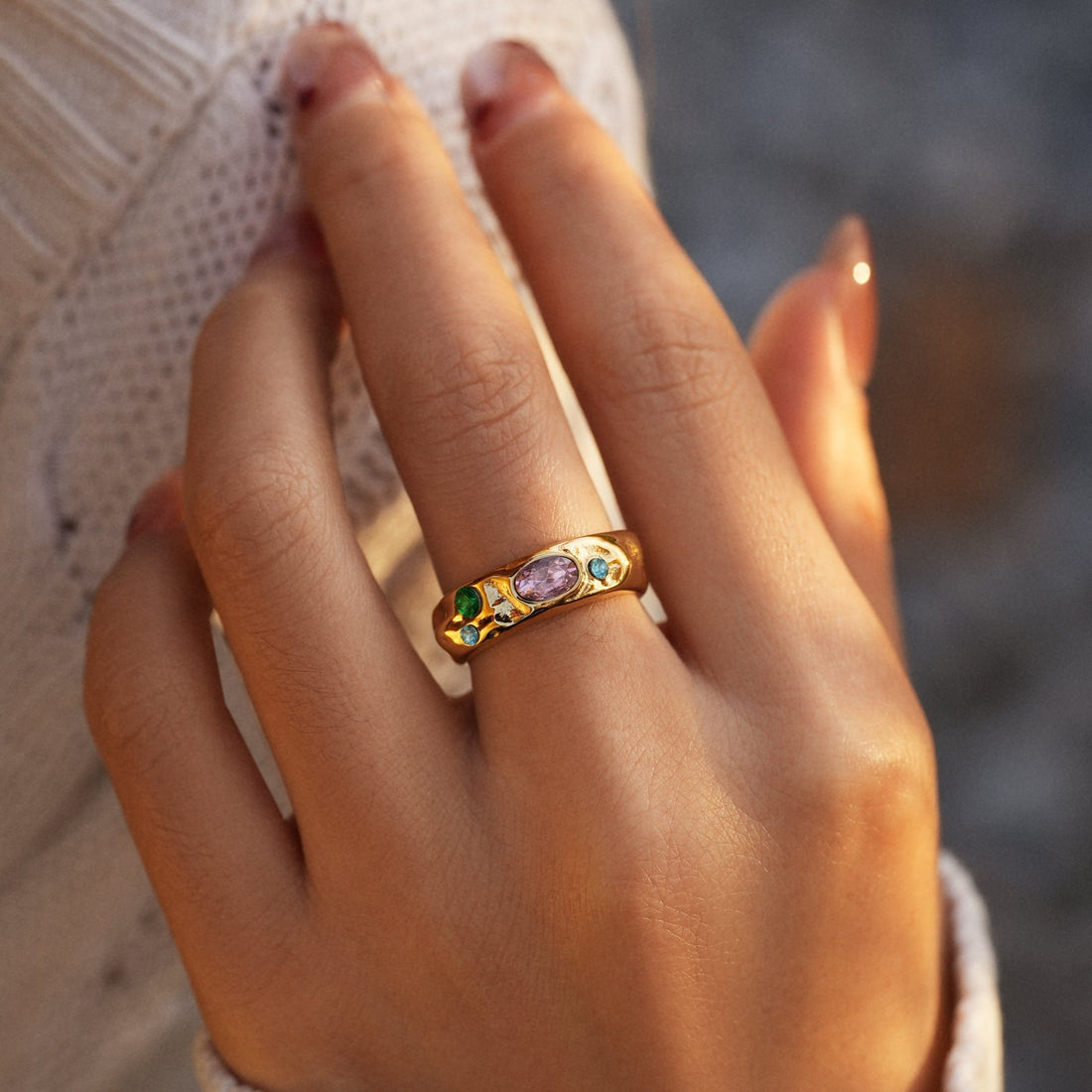 Colorful Stone Band Ring