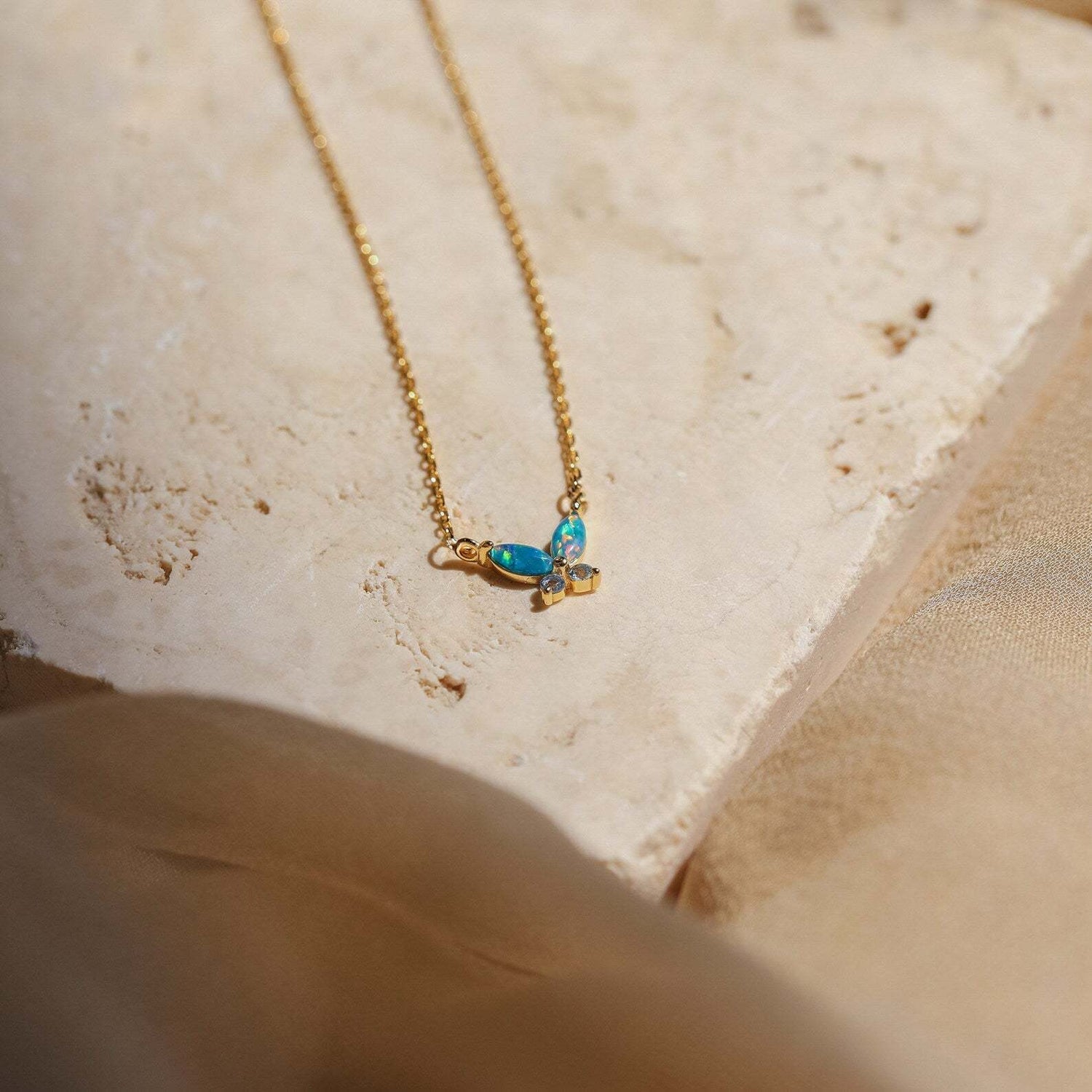 Strength: Opal Butterfly Necklace