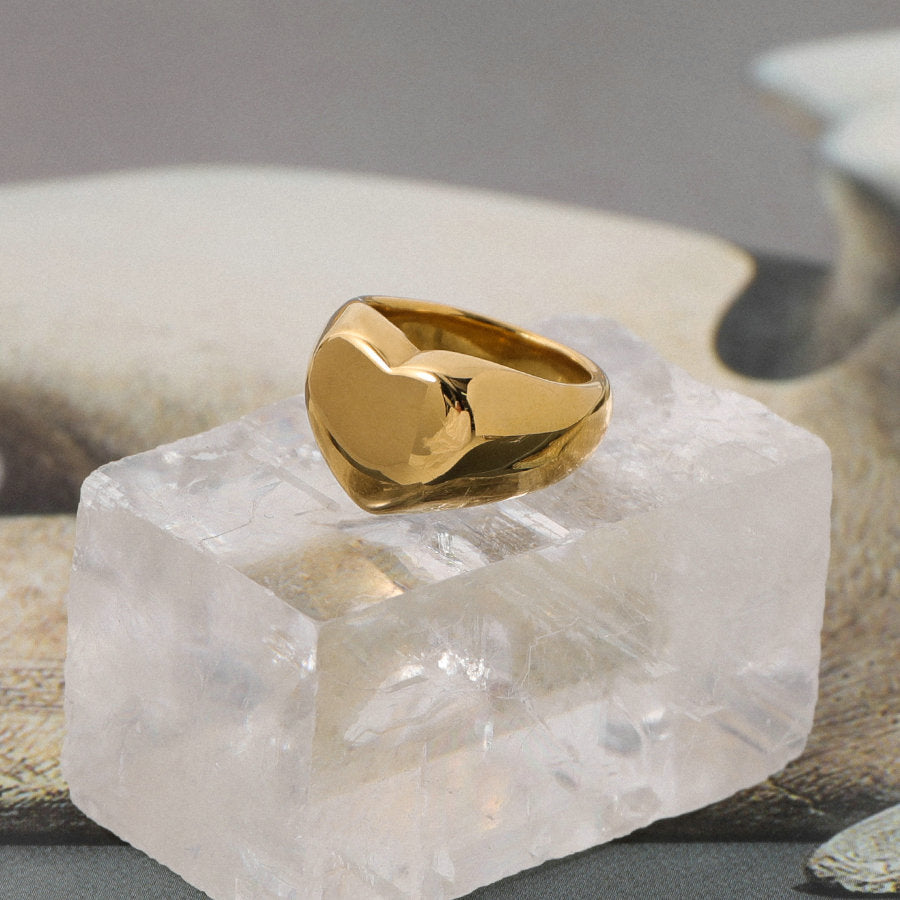 Bold Heart Signet Ring