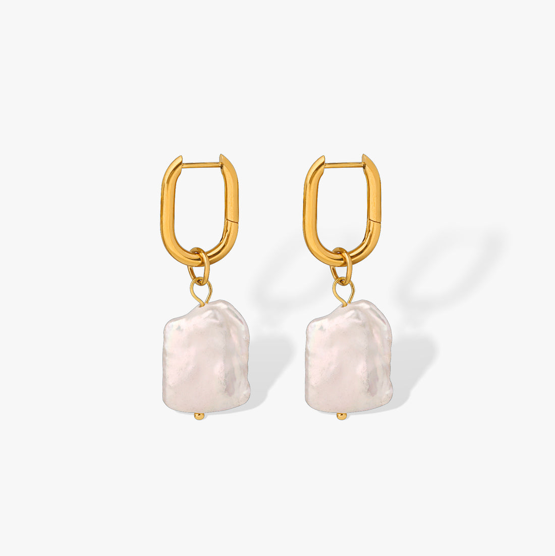 Square Baroque Pearl Pendant Hoops