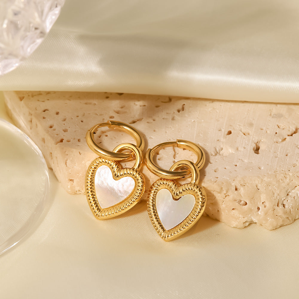 Mother of Pearl Heart Hoops