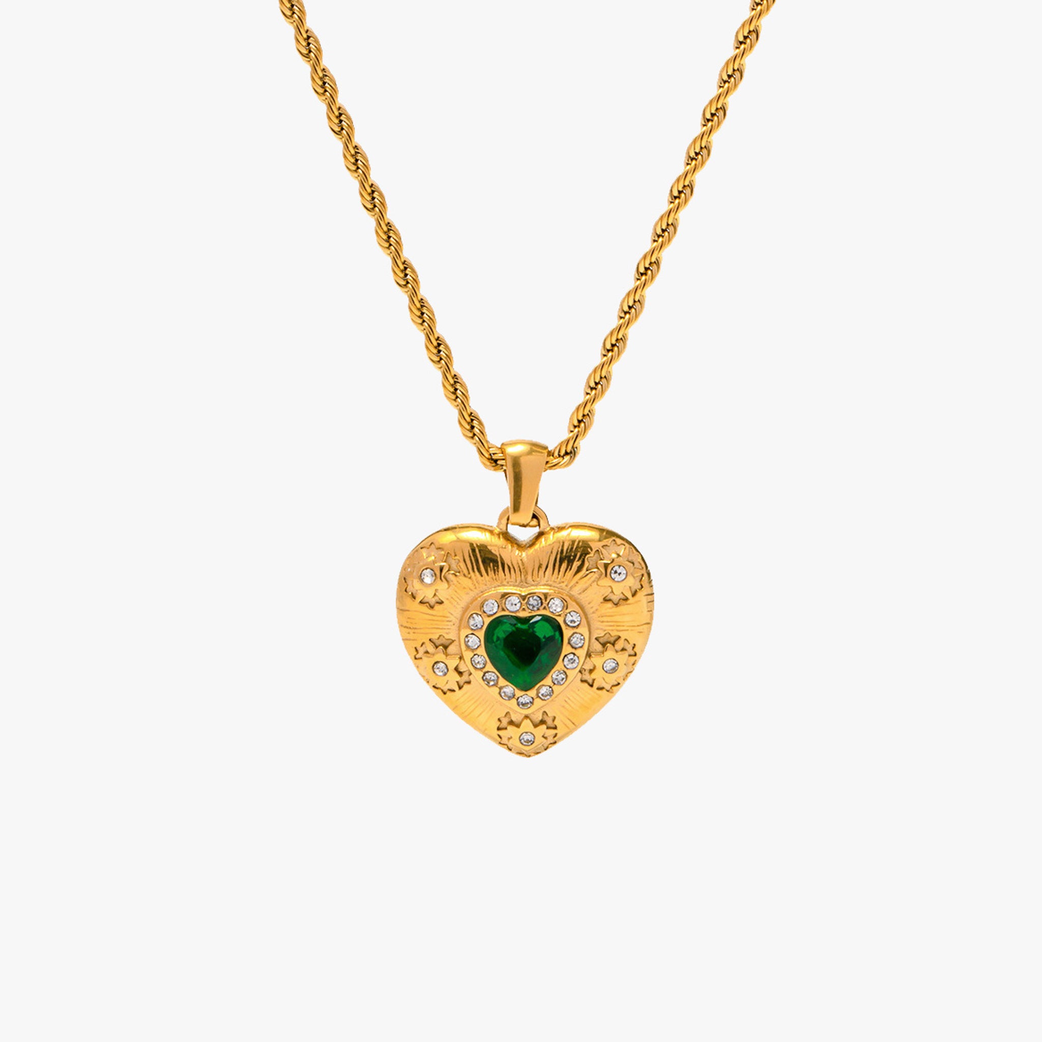 Self-Love Vintage Green Heart Necklace