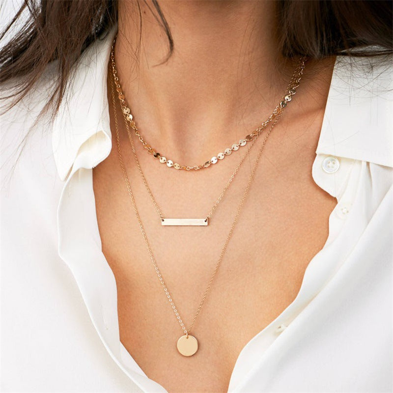 Geometry Three Layered Necklace