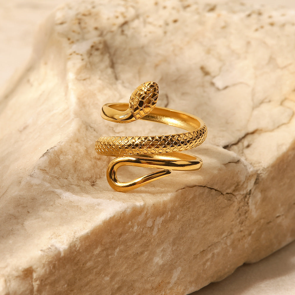 Texture Snake Open Ring