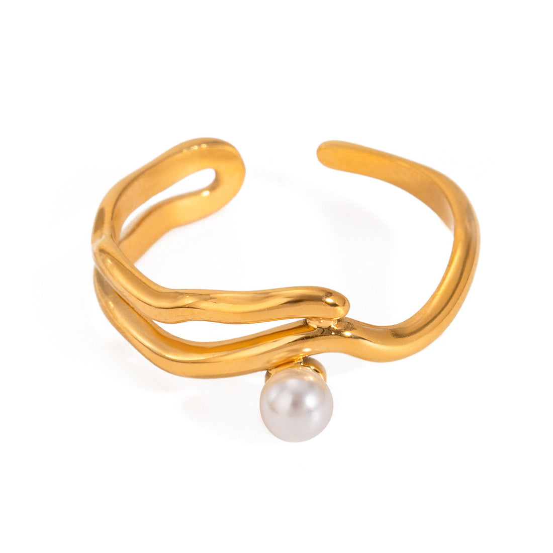 Irregular Flow Pearl Adjustable Ring