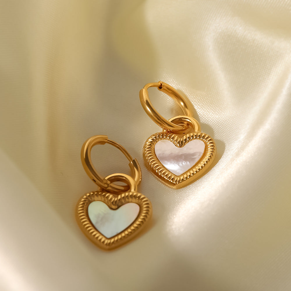 Mother of Pearl Heart Hoops