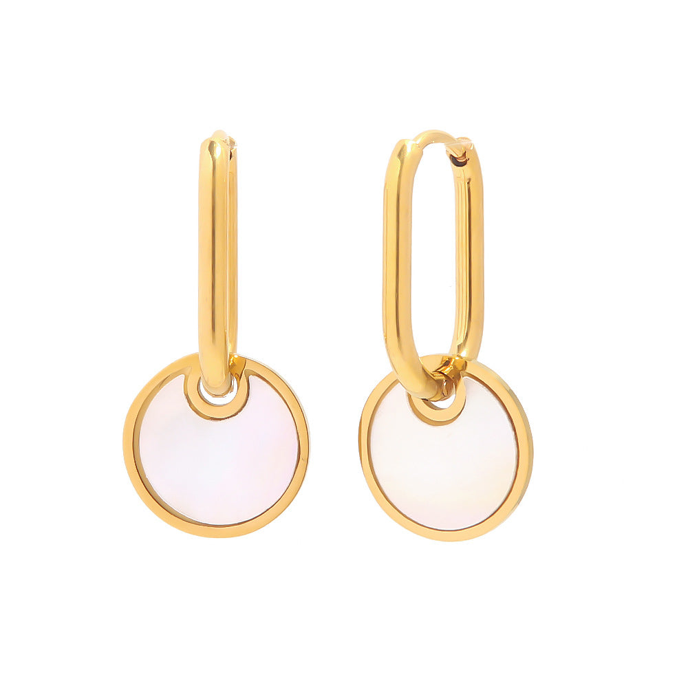 Mother of Pearl Circle Drop Hoops