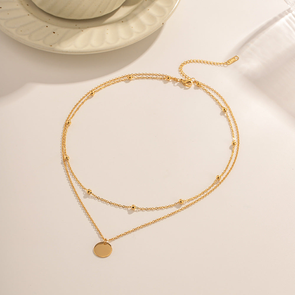 Double-Layer Beaded Engravable Necklace