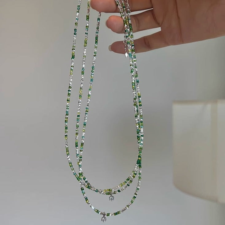 Green Gemstone S925 Beads Necklace