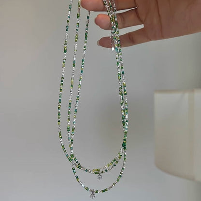 Green Gemstone S925 Beads Necklace