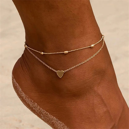 Double Layer Heart Anklet