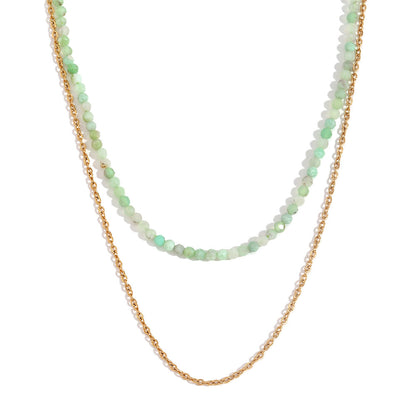 Double Layer Gemstone &amp; Chain Necklace