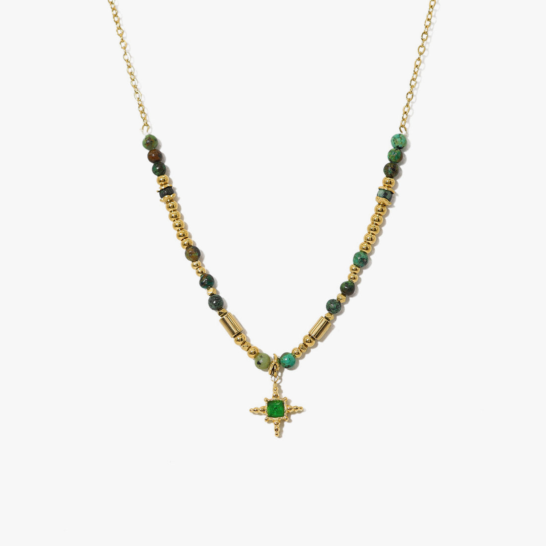 African Turquoise Cross Beaded Necklace