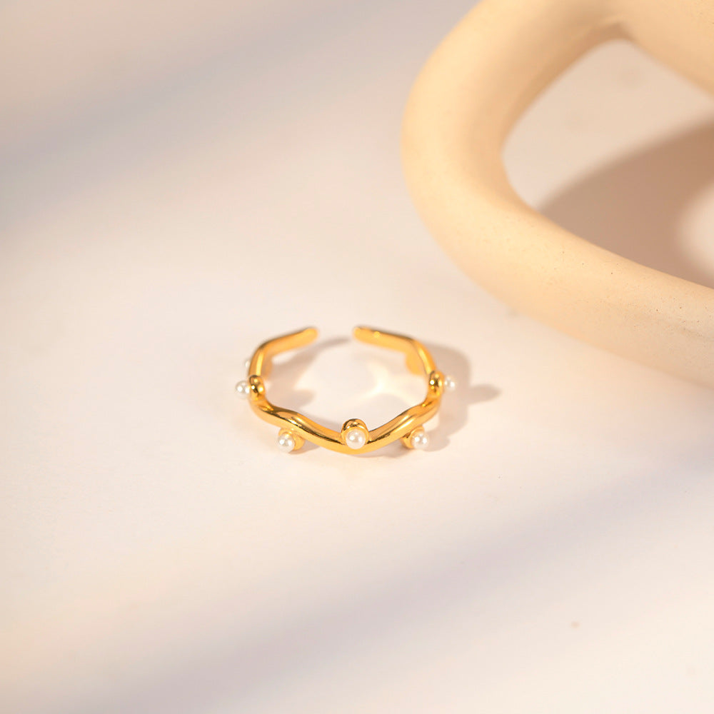 Pearl High Low Open Ring