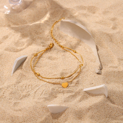 Double Layer Heart Anklet