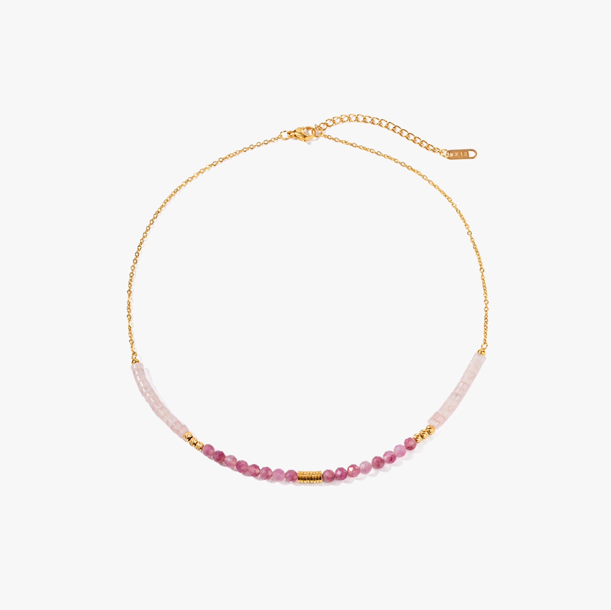 Pink Beaded Gemstone Necklace