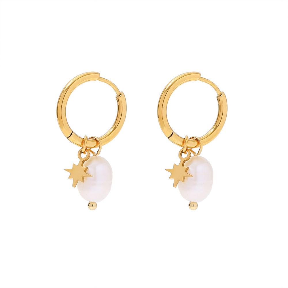 Pearl Star Hoops