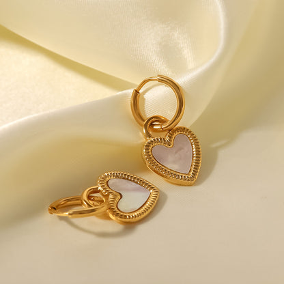 Mother of Pearl Heart Hoops